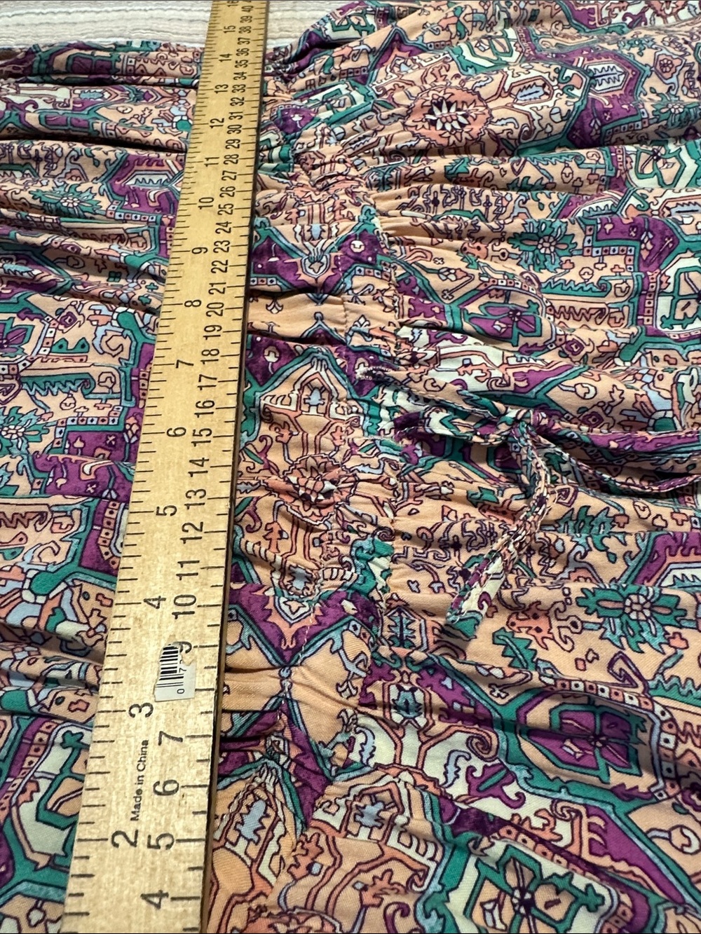 torrid Purple, Peach, and Teal Printed Smocked Maxi Dress - Picture 4 of 9